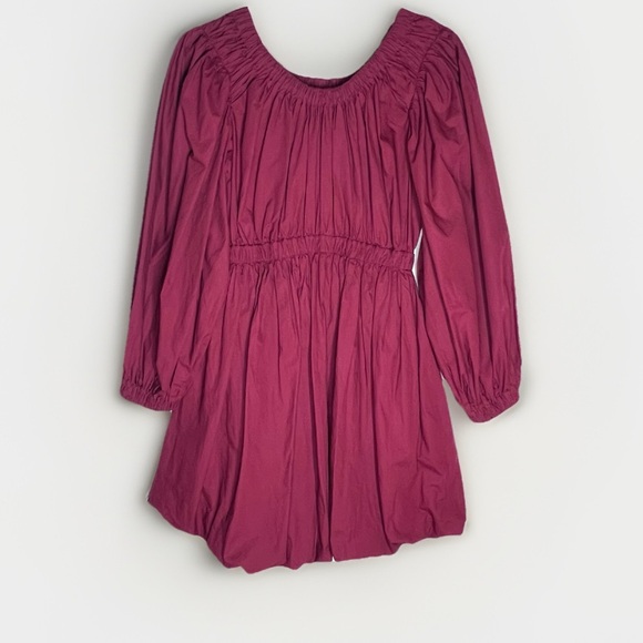 New Ulla Johnson Martine Dress Poplin Bordeaux Bateau Neckline Sz 2 - Picture 3 of 7